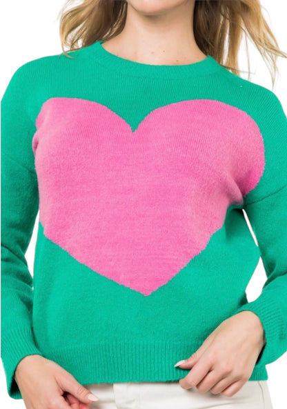 THML - Heart Knit Sweater - Green