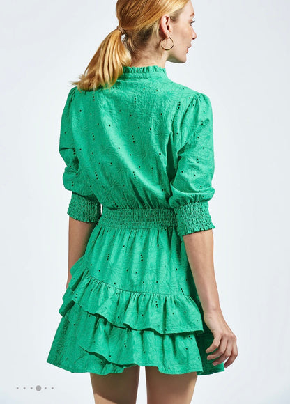 The Shirt - The Ruffle Tiered Dress - Kelly Green Eyelet
