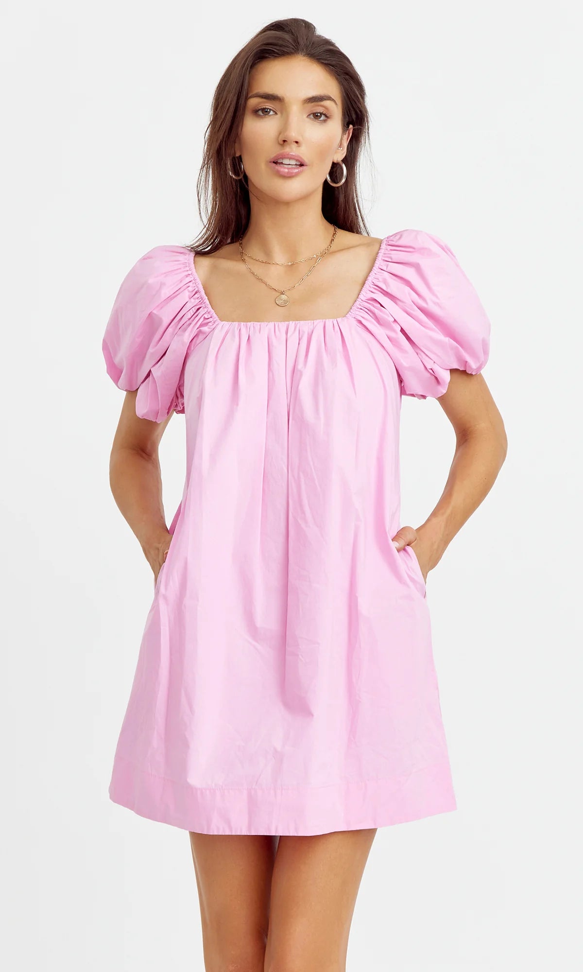 Greylin - Hope Tulip Sleeve Poplin Dress - Bubblegum Pink