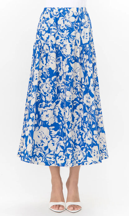 Greylin - Kelda Drop Waist Print Maxi Skirt - Blue/Cream