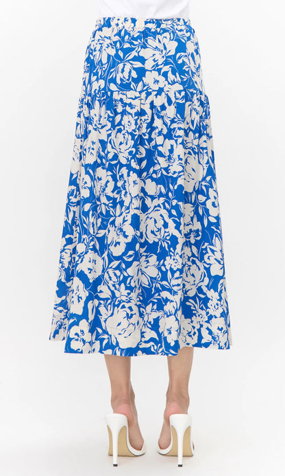 Greylin - Kelda Drop Waist Print Maxi Skirt - Blue/Cream