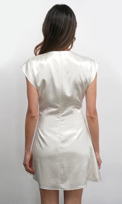 Wilson High Shine Dolman Sleeve Side Twist Mini Dress - Pearl