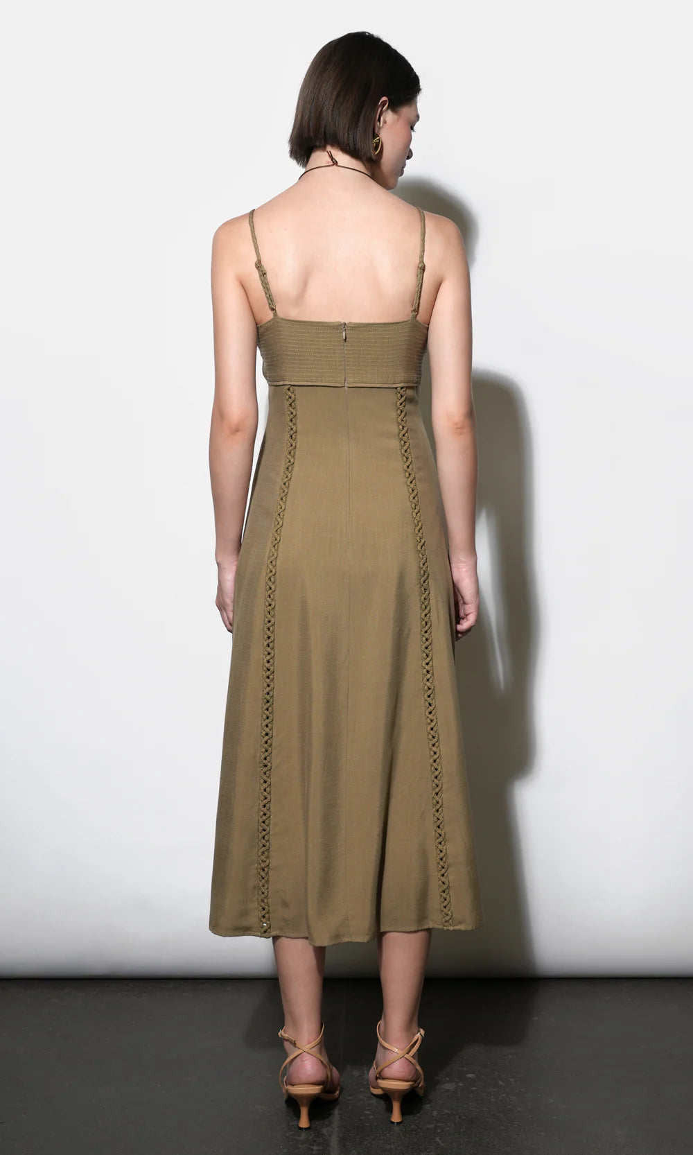 Ivy Embroidery Lace Midi Dress - Dusted Ochre