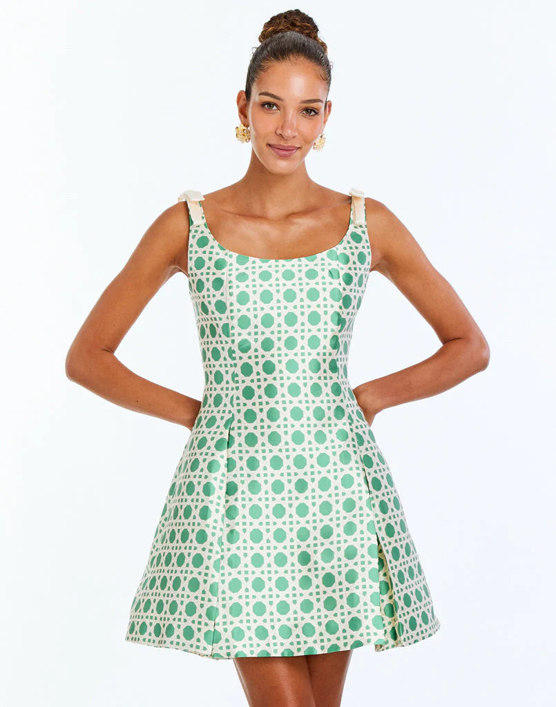 Mestiza - Gillian Bow Mini Dress - Solihiya Green