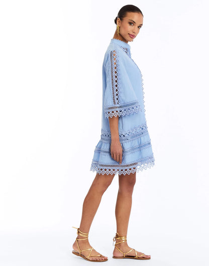 Goldie Lace Mini Dress - Lotus Blue