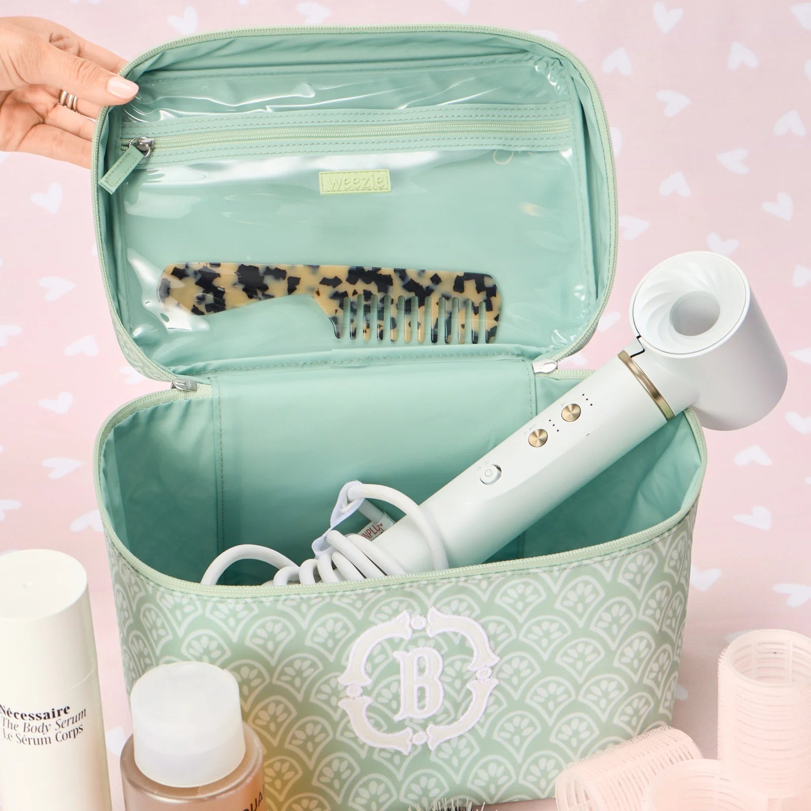 Vanity Case - Green Block Print