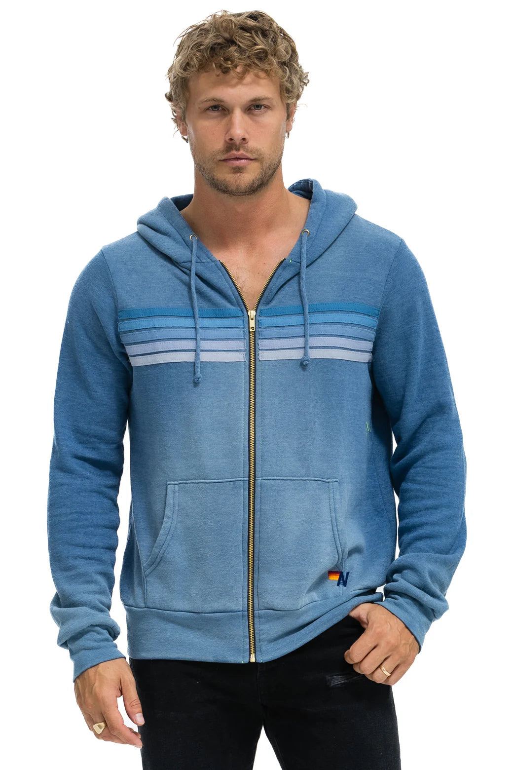 Aviator Nation - 5 Stripe Hoodie - Faded Water