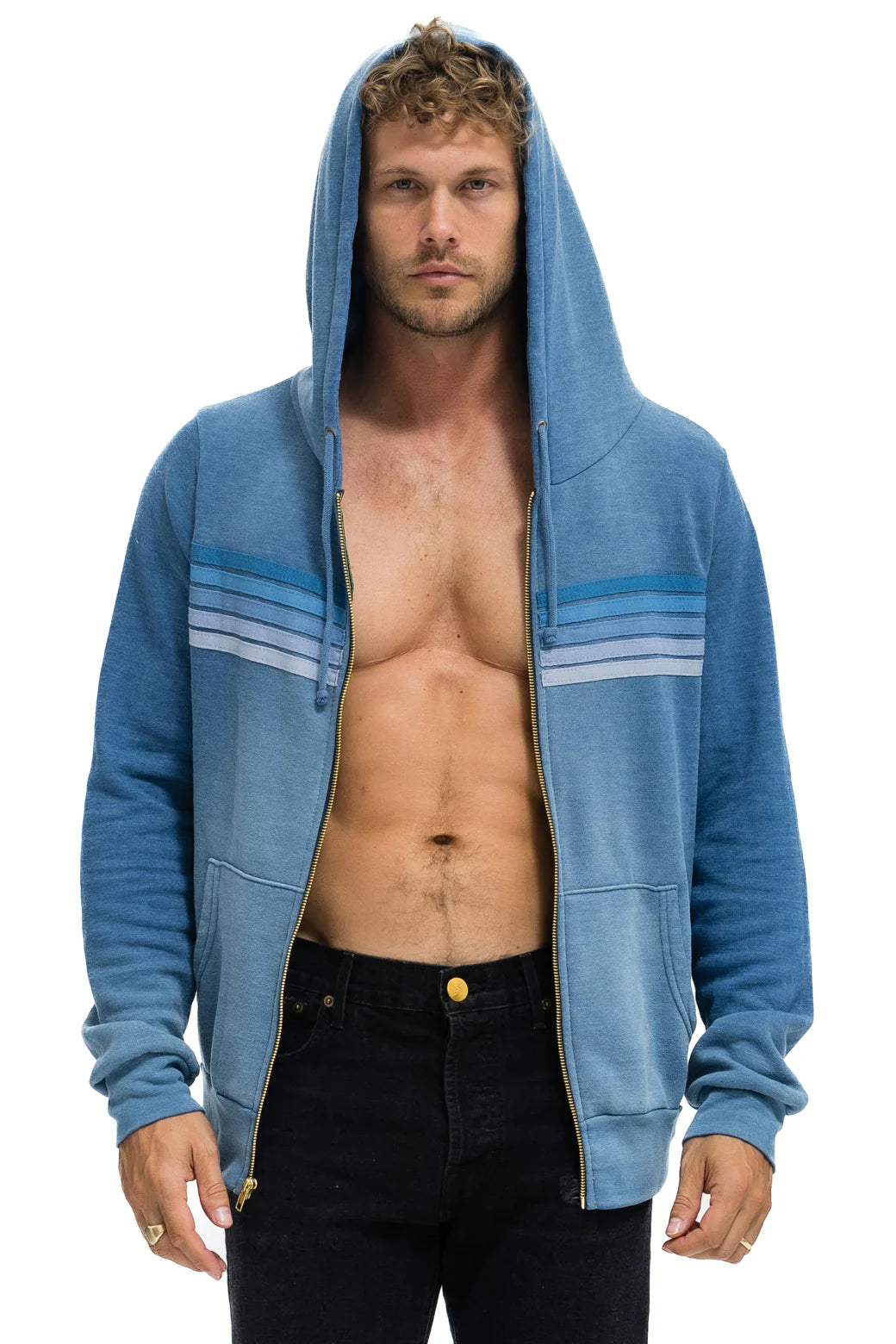 Aviator Nation - 5 Stripe Hoodie - Faded Water