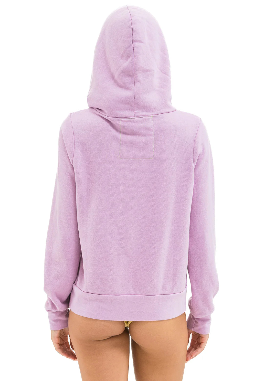 5 STRIPE CROPPED ZIP HOODIE RELAXED - MAUVE // WHITE NEON