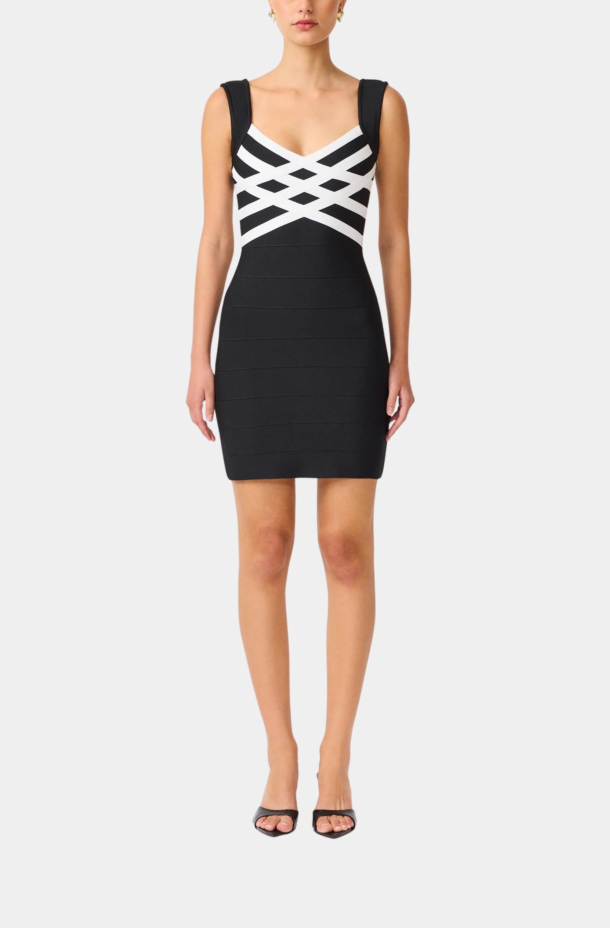 Ninette Sleeveless Mini Dress in Black & White