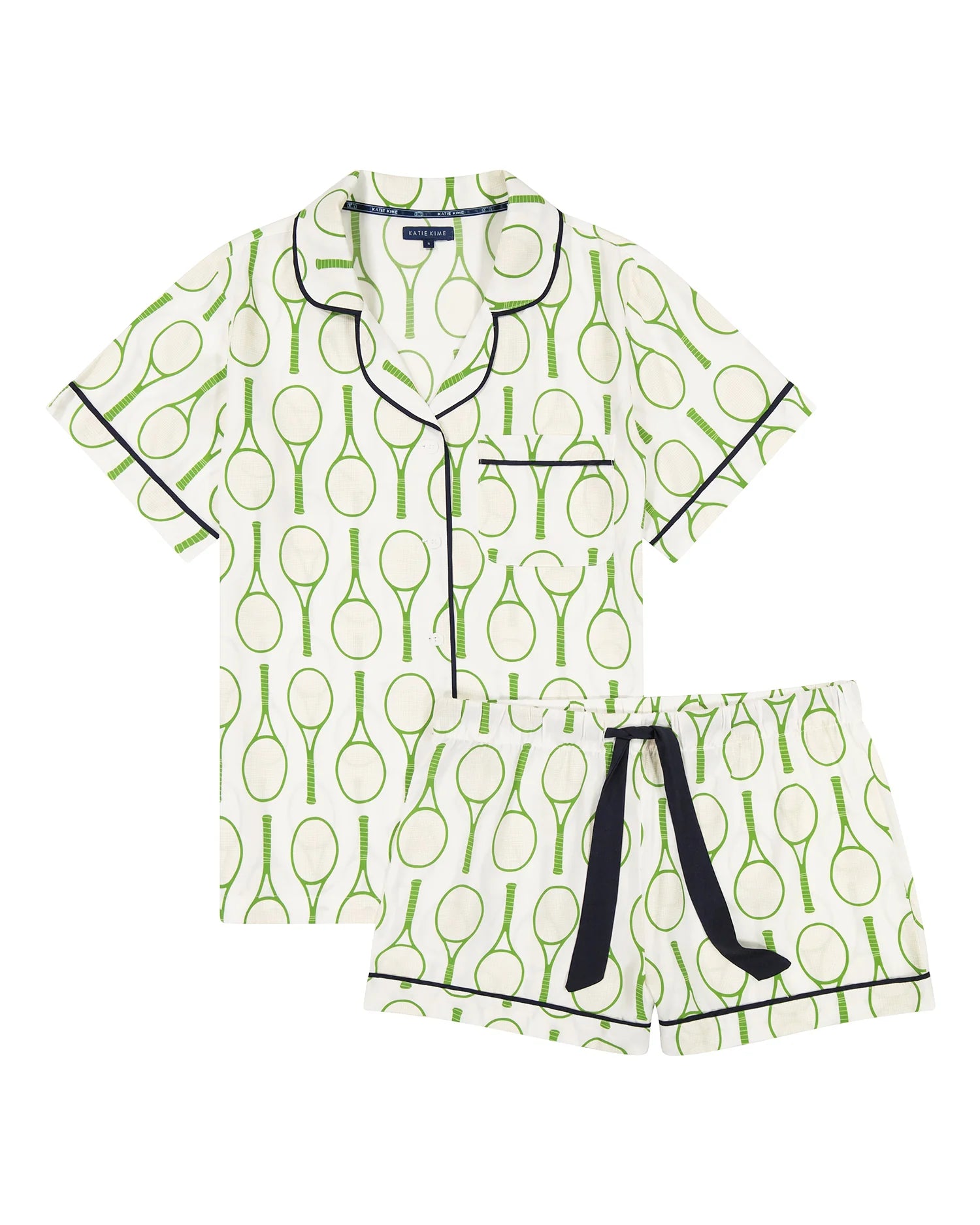 Tennis Time Pajama Shorts Set - Green