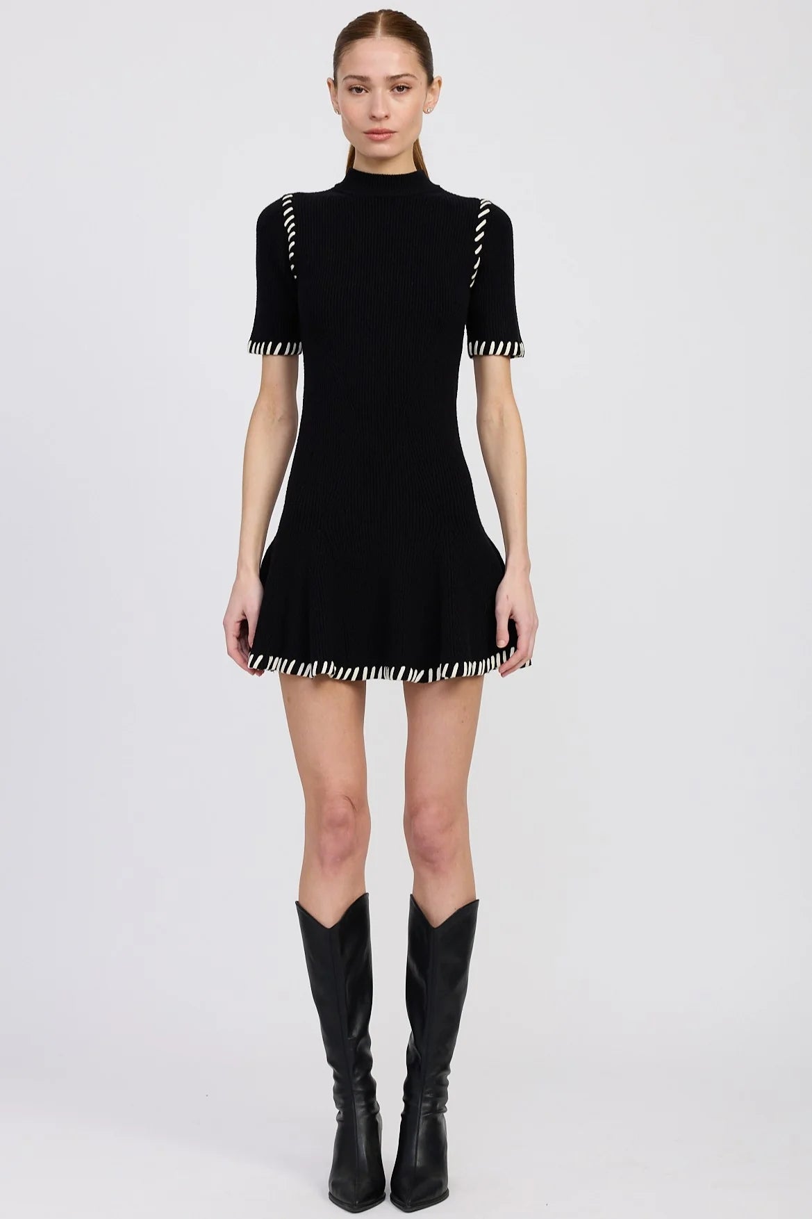 Romilla Stitch Mini Dress - Black/White