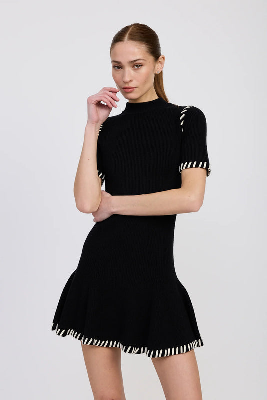 Romilla Stitch Mini Dress - Black/White