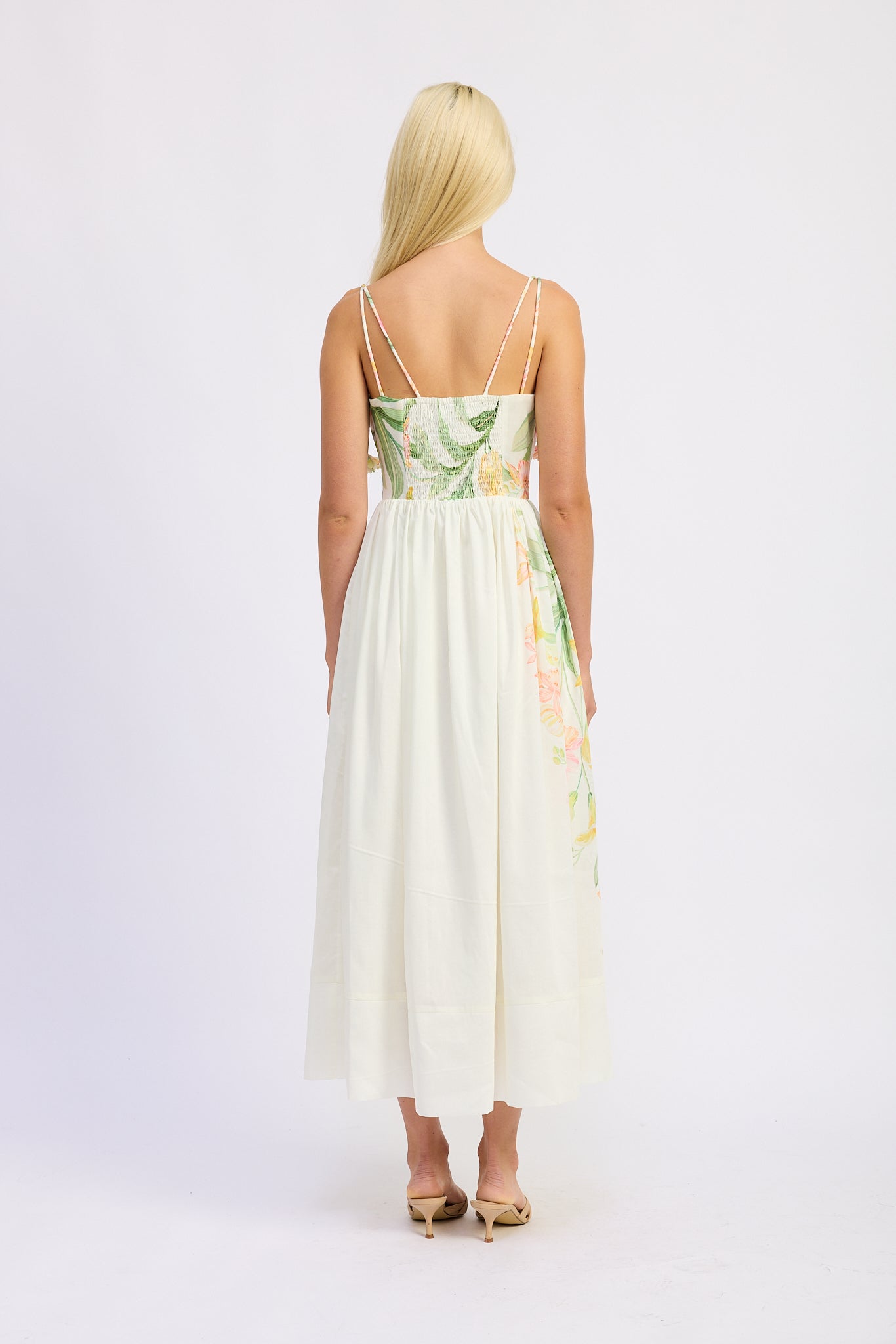 Camila Midi Dress - Natural Olive Multi