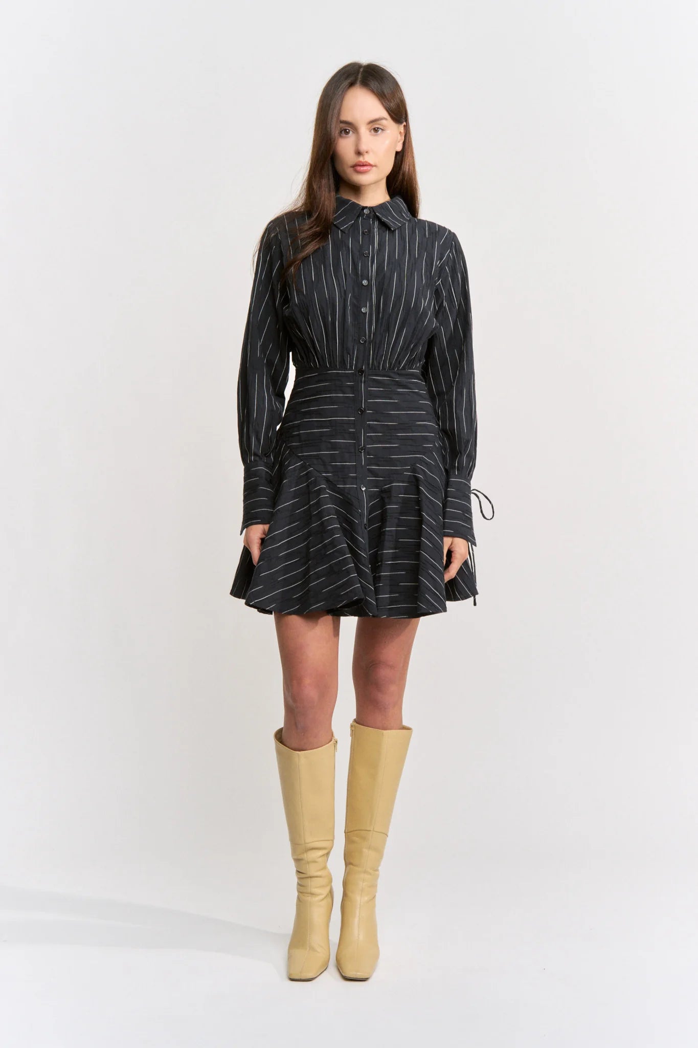 Tricia Mini Shirt Dress - Black Ivory