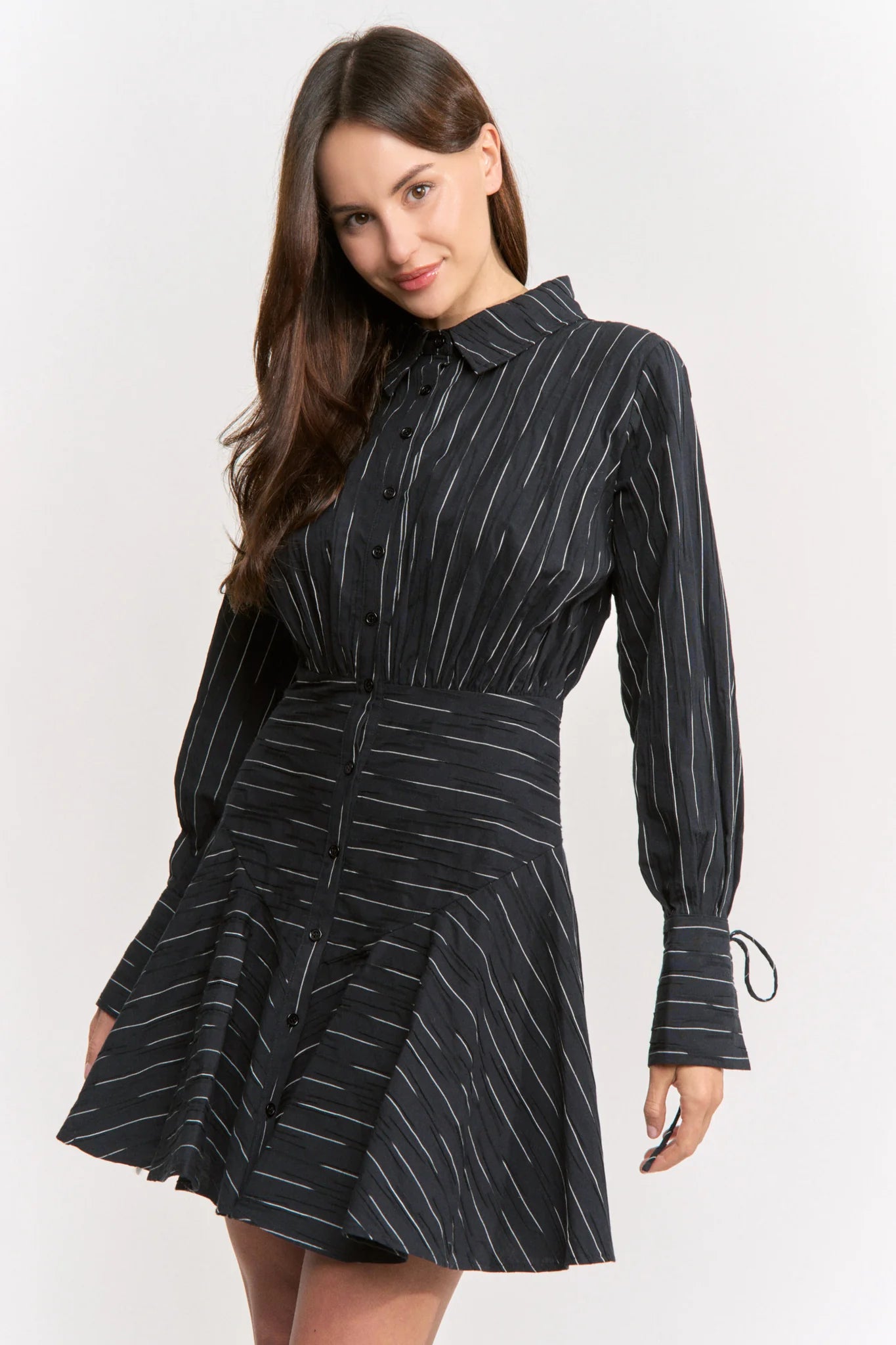 Tricia Mini Shirt Dress - Black Ivory