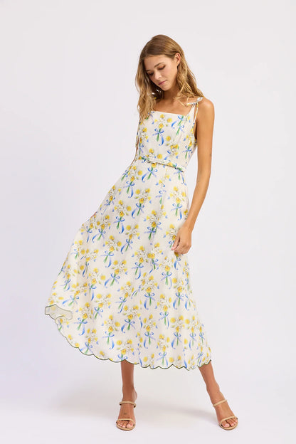 Audrey Maxi Dress - White Yellow Blue