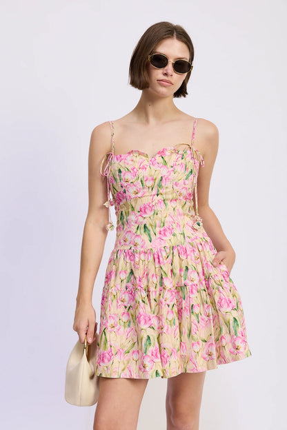 Arya Mini Dress - Cantaloupe Pink