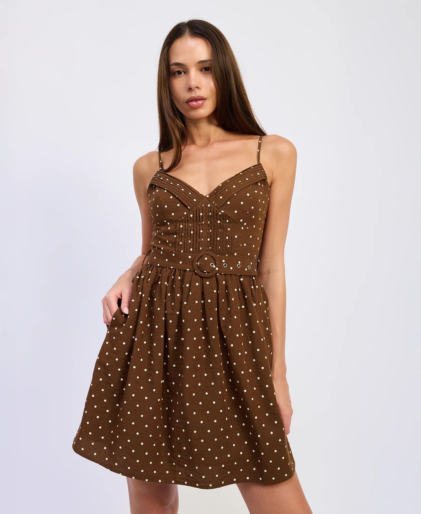 Stella Mini Dress - Brown Ivory
