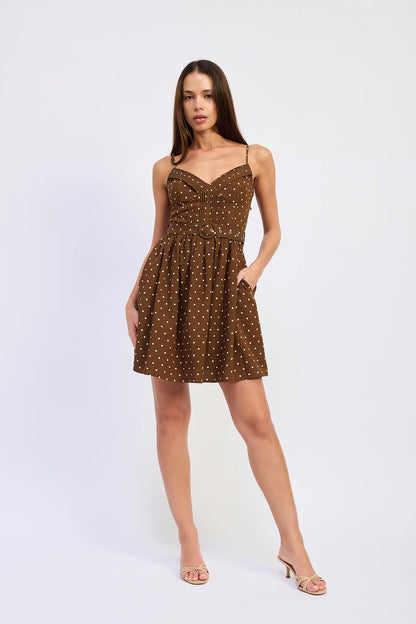 Stella Mini Dress - Brown Ivory