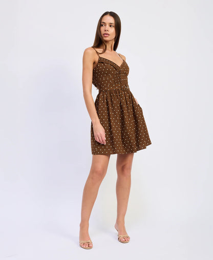 Stella Mini Dress - Brown Ivory