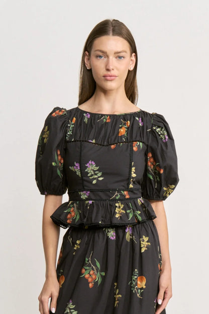 Kristie Peplum Top - Black Multi