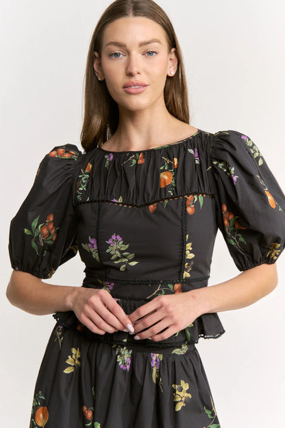Kristie Peplum Top - Black Multi