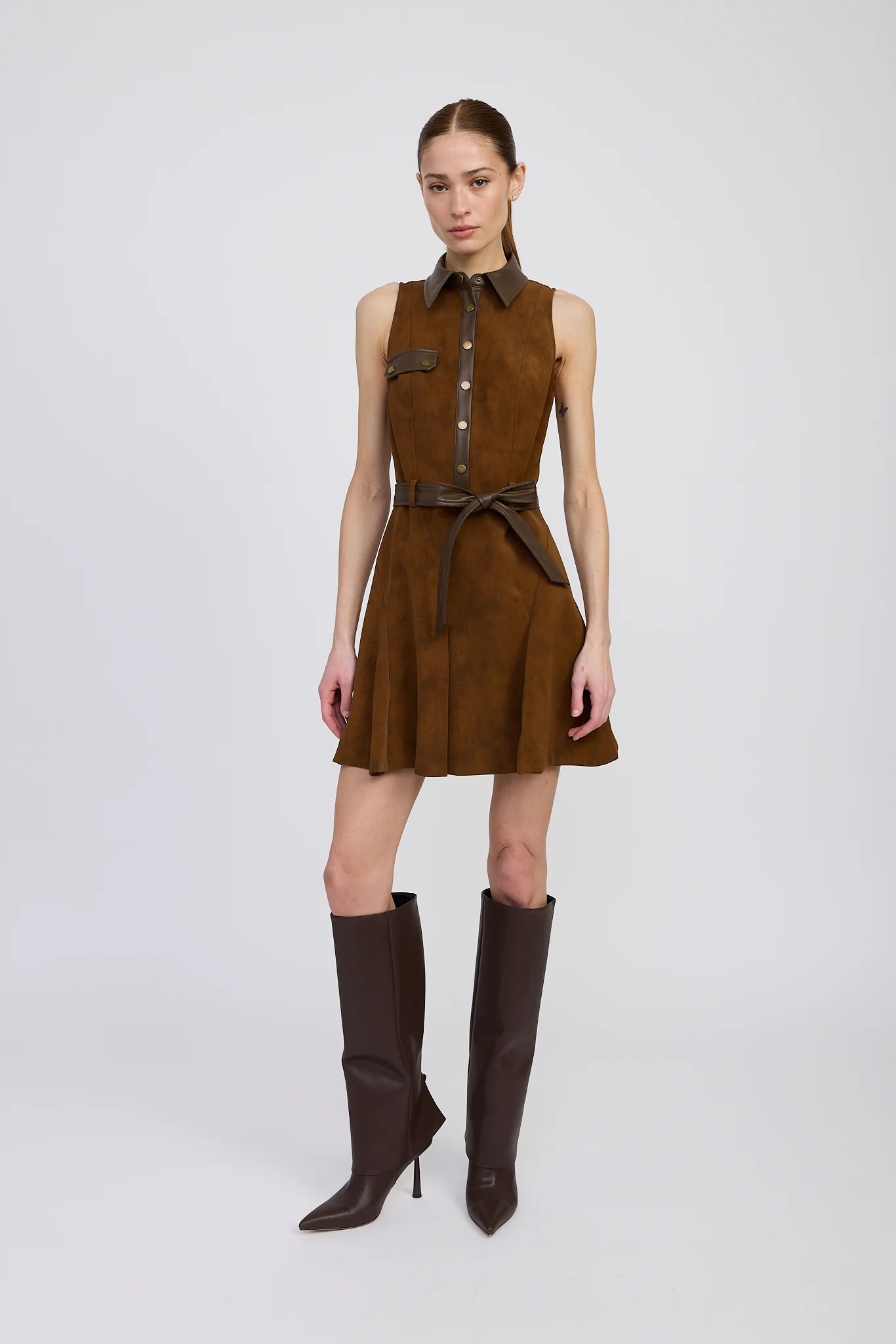 Eloise Mini Dress - Brown