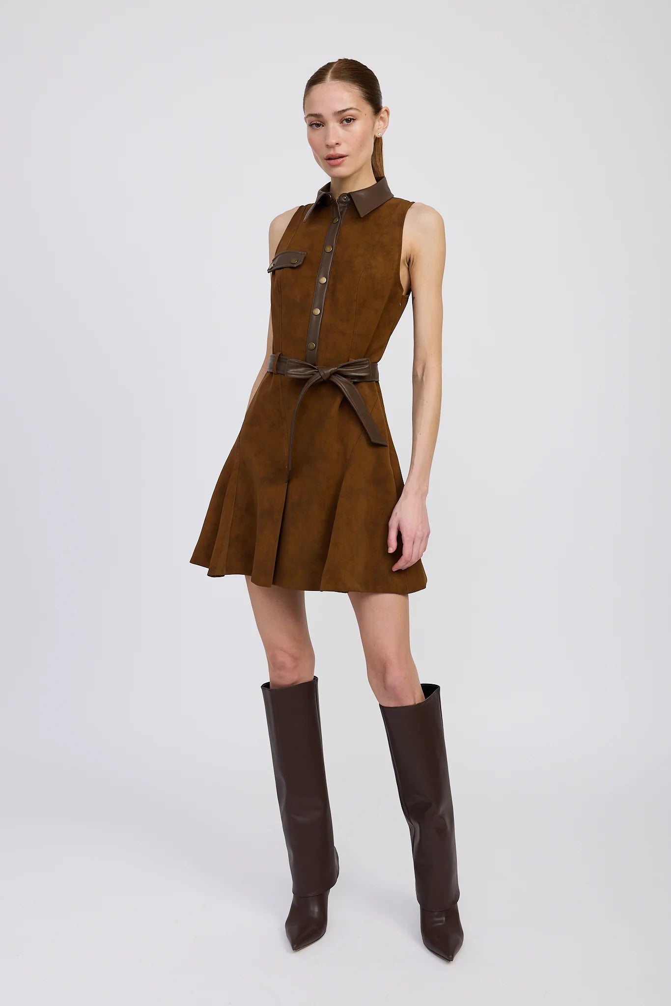 Eloise Mini Dress - Brown