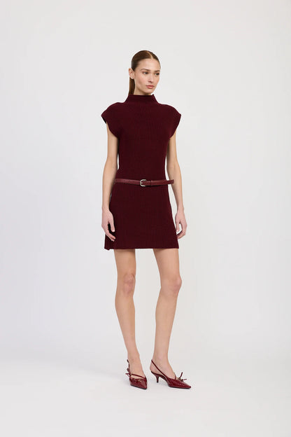 Nathalia Mini Sweater Dress - Burgundy