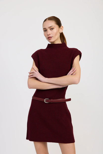 Nathalia Mini Sweater Dress - Burgundy