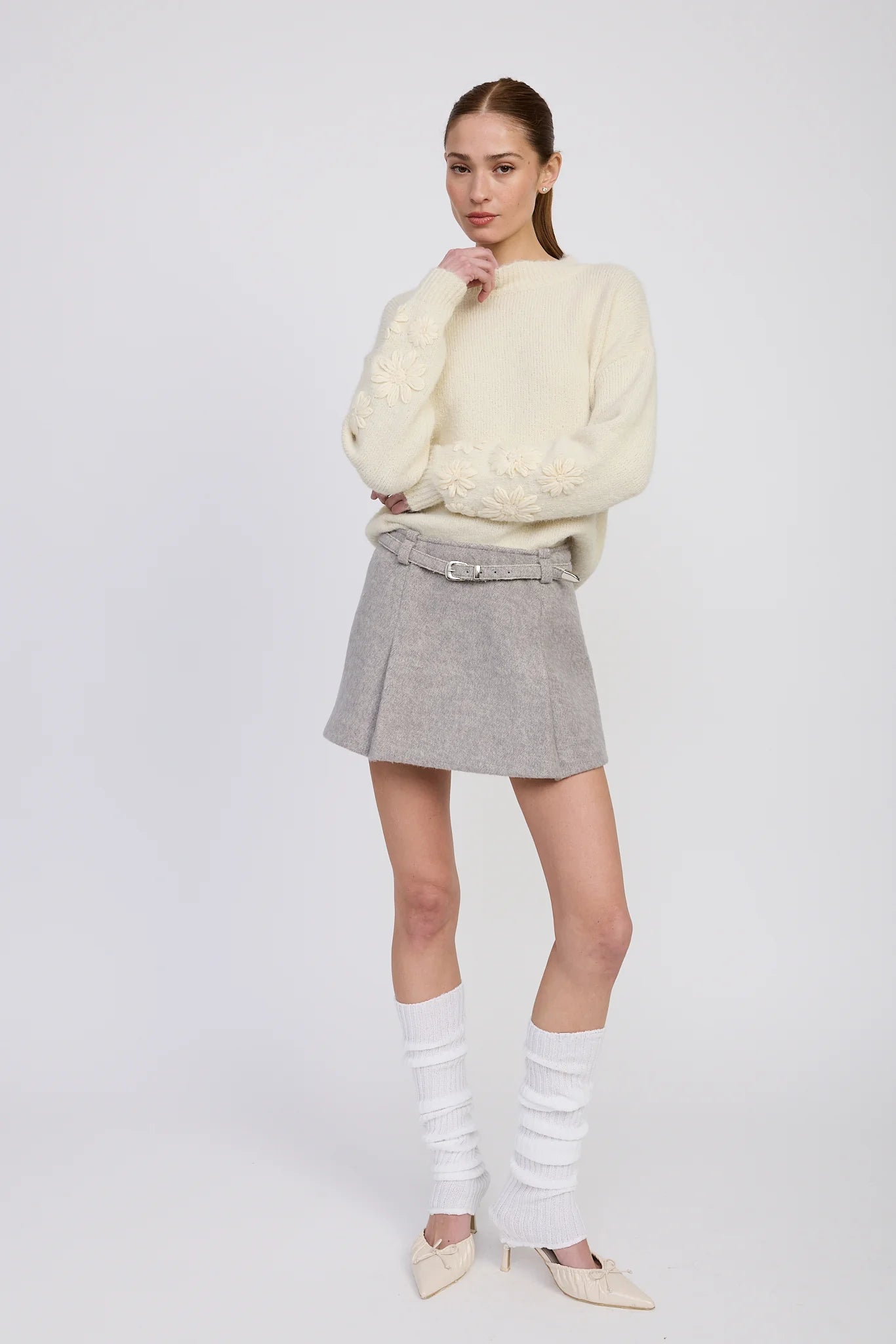 Carrington Belted Skirt - Gray