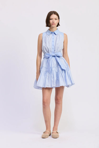 Christabel Mini Dress - Light Blue/White - Spinout