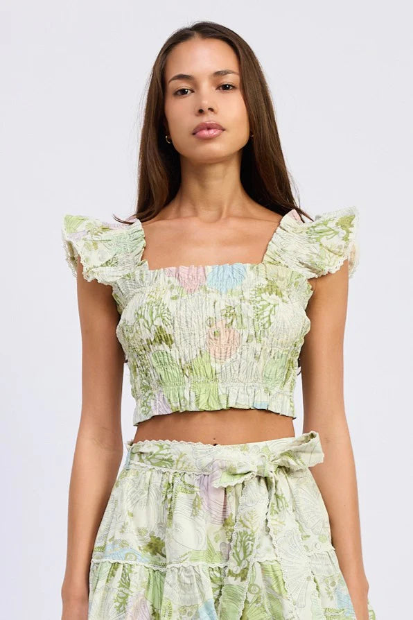 Blair Top & Skirt Set - Ivory / Olive