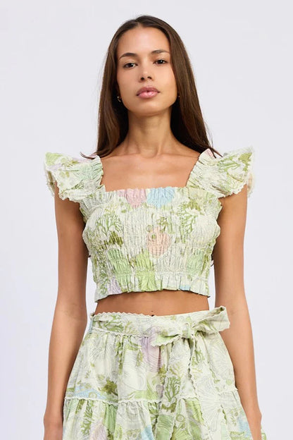 Blair Top & Skirt Set - Ivory / Olive