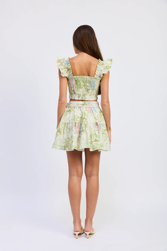 Blair Top & Skirt Set - Ivory / Olive