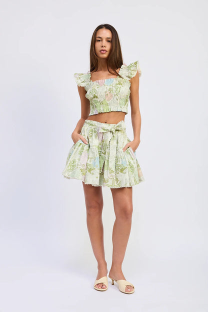 Blair Top & Skirt Set - Ivory / Olive