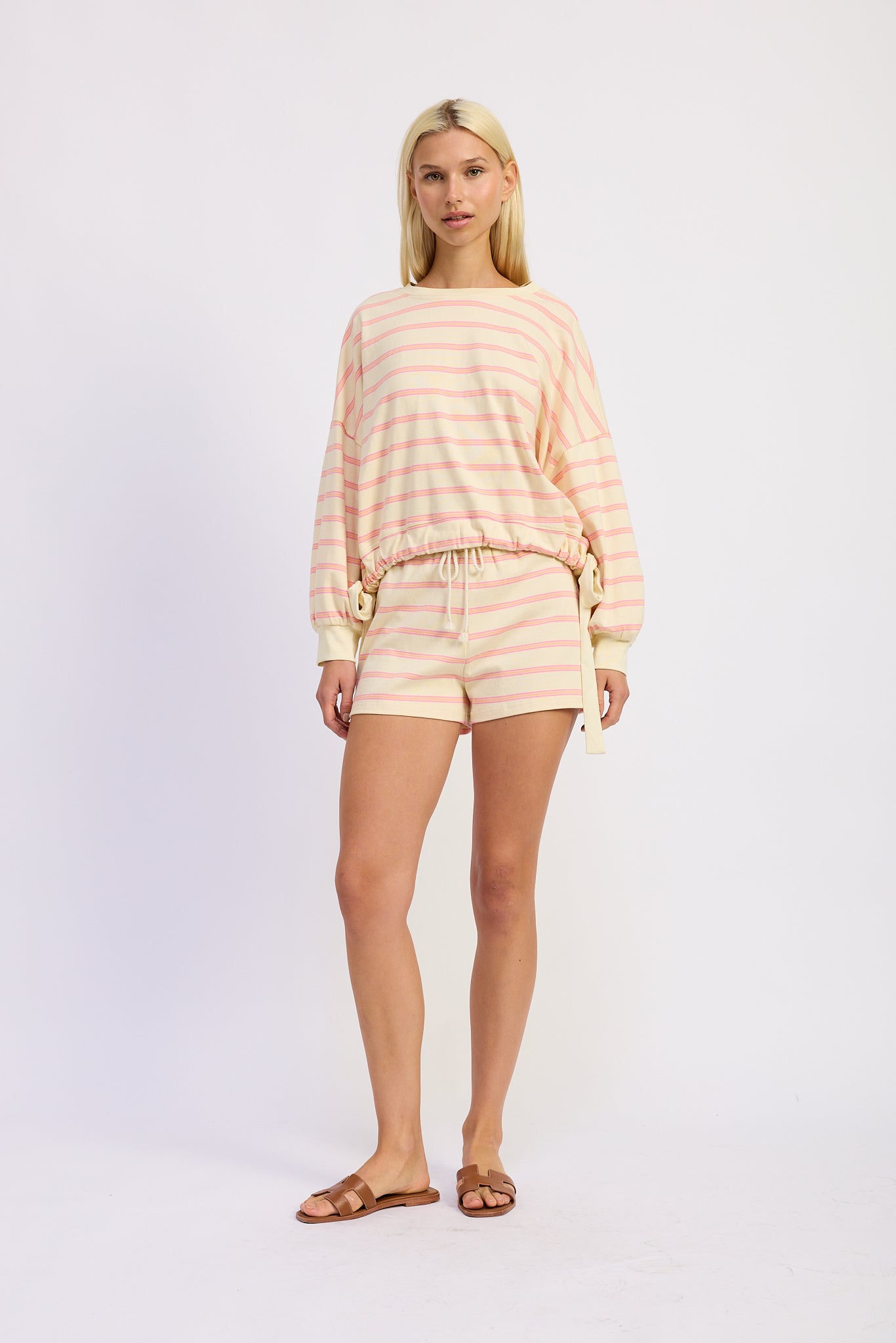 Kendall Sweater & Short Set - Natural Coral Pink