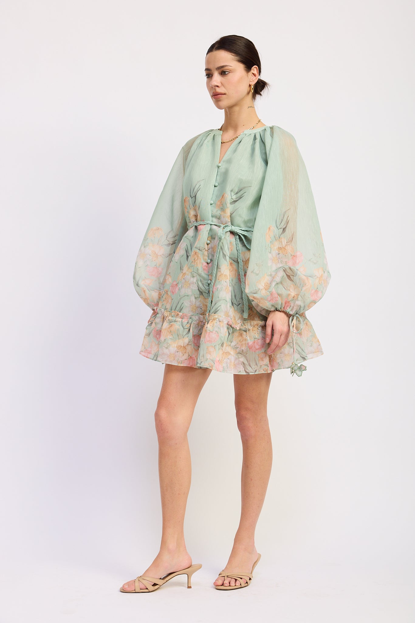 Katelyn Mini Dress - Sage Multi