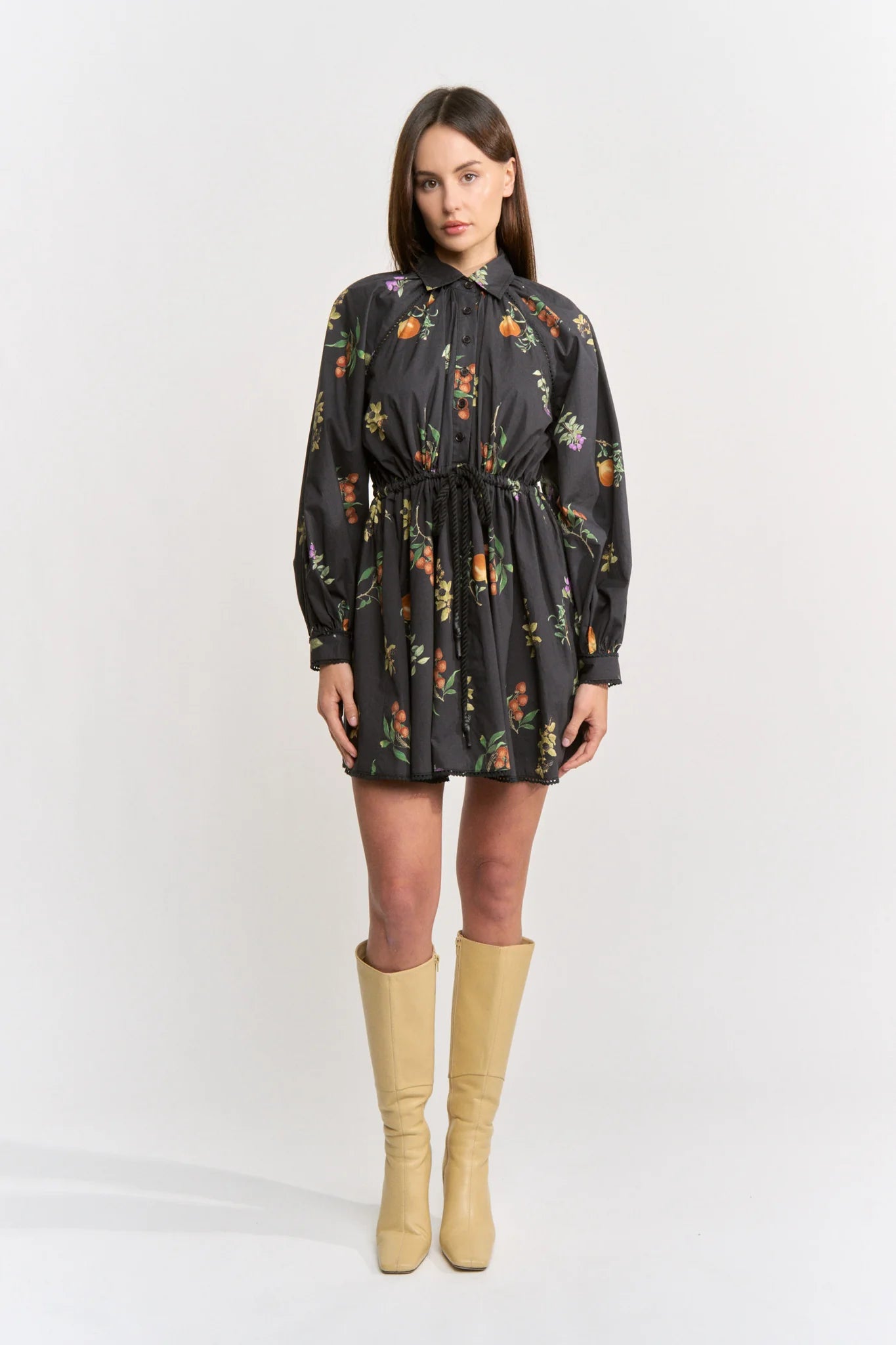Kristie Mini Shirt Dress - Black Multi