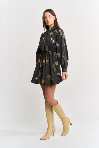 Kristie Mini Shirt Dress - Black Multi