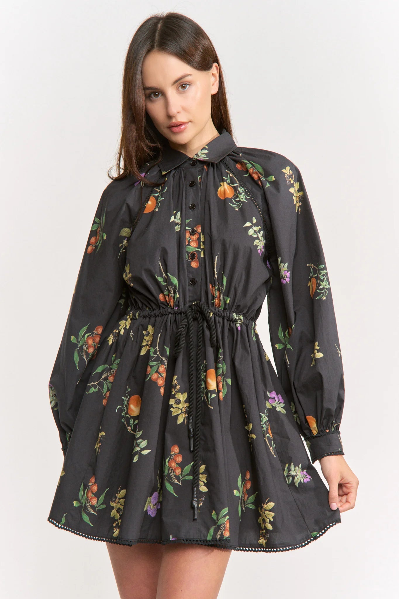 Kristie Mini Shirt Dress - Black Multi