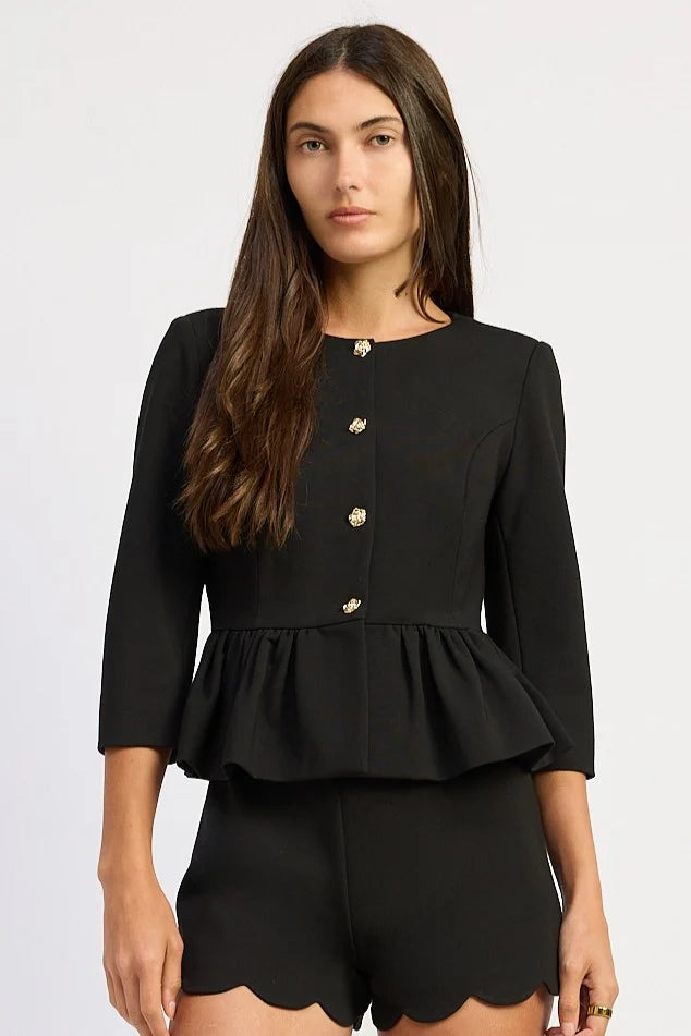 Beckham Peplum Jacket - Black