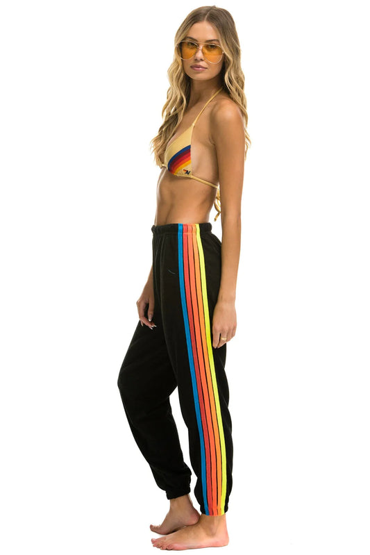 Aviator Nation - 5 Stripe Sweatpants - Black/Neon Rainbow