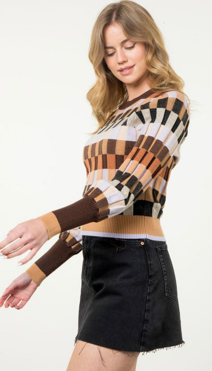 THML - Multi Colored Knit Sweater - Brown