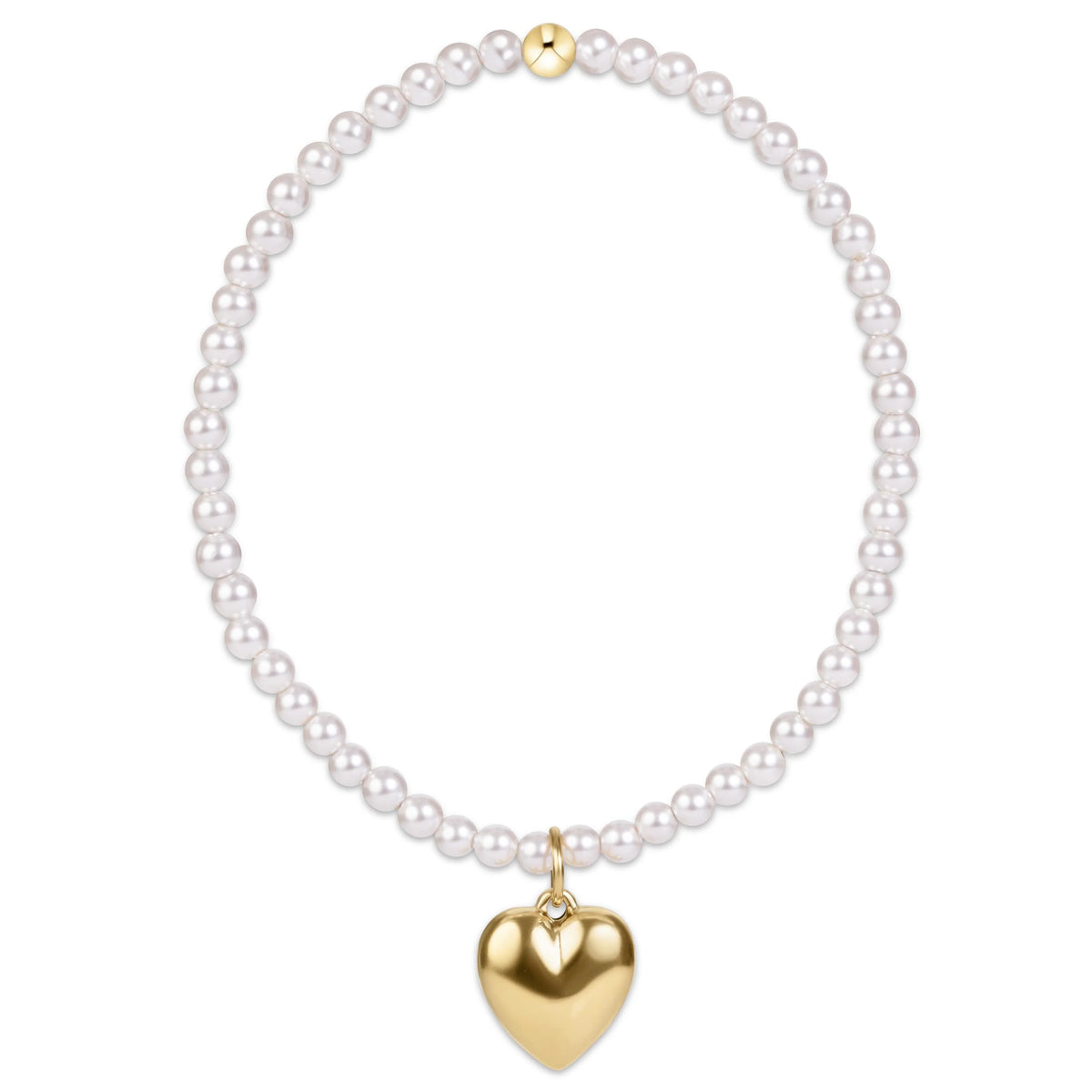 Classic Pearl 3mm Bracelet - Love Plush Gold Charm