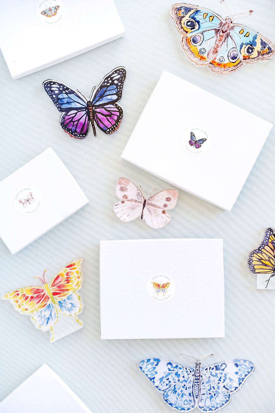 Blue Chinoiserie Butterfly Acrylic Art Block