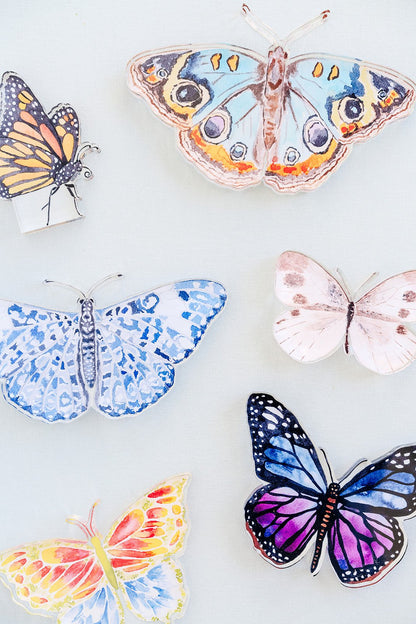 Blue Chinoiserie Butterfly Acrylic Art Block