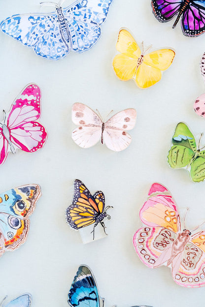 Blue Chinoiserie Butterfly Acrylic Art Block