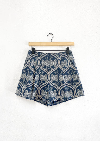 Greylin - Romy High Waist Embroidered Shorts - Blue